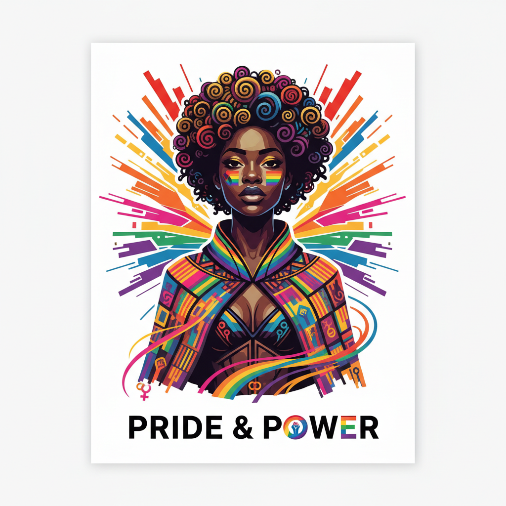 Black and LGBTQ+ pride digital art print