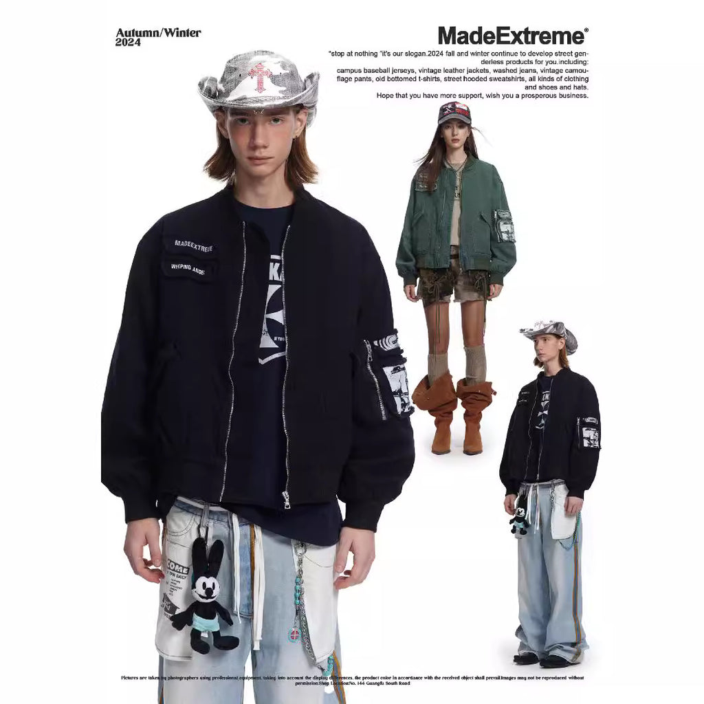 Patchwork Workwear Bomber Jacket