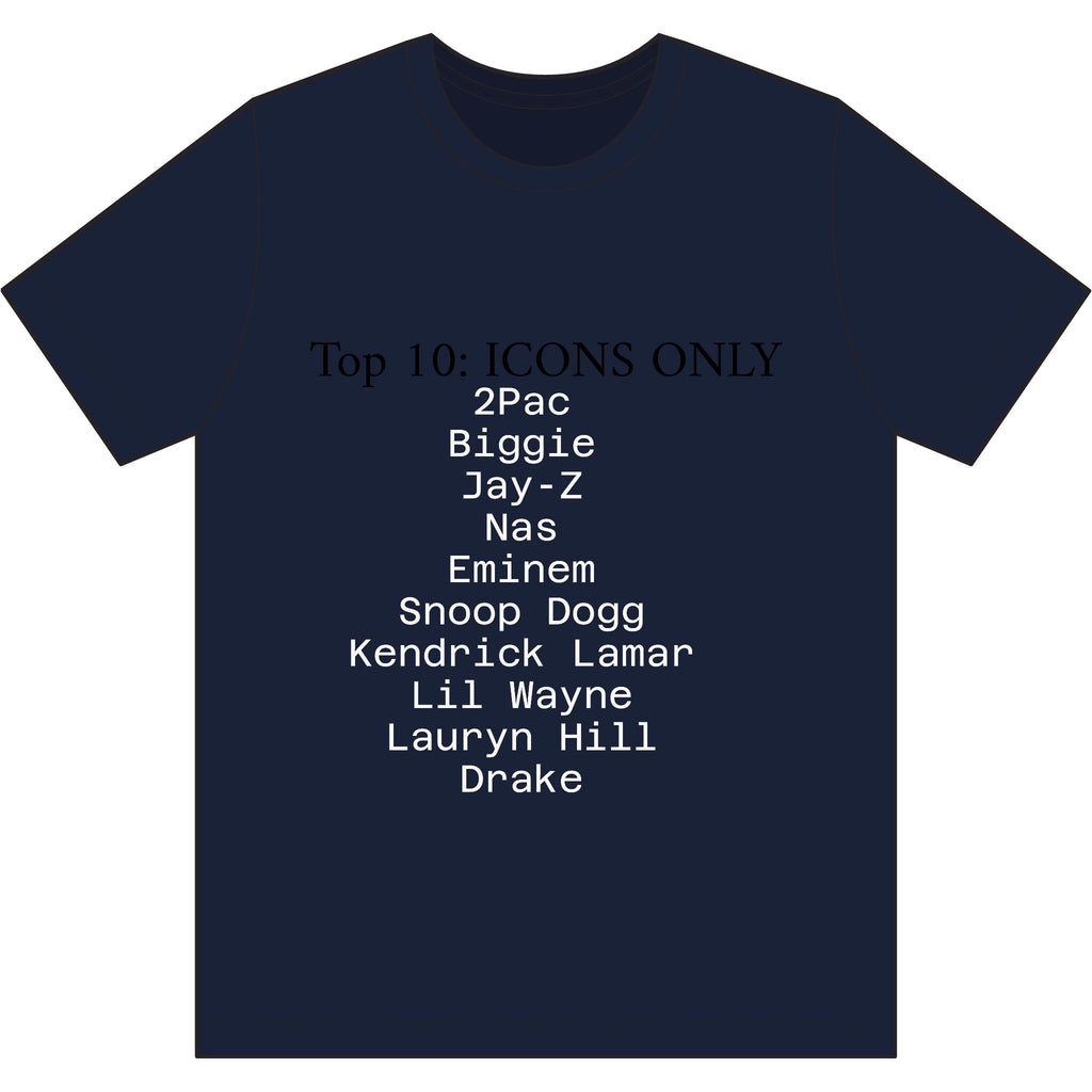 Hip Hop Legends T-Shirt — "Top 10: ICONS ONLY" Rap Icons Tee