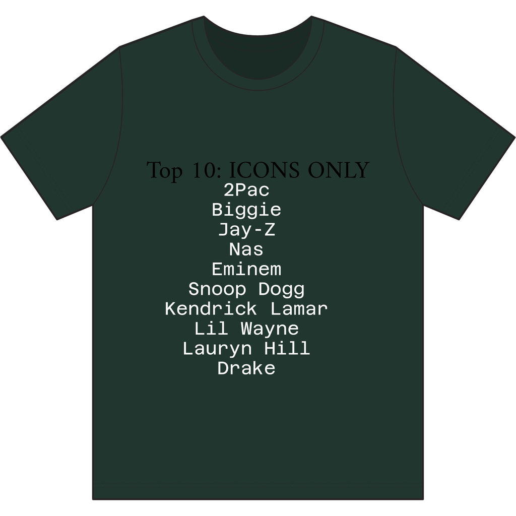 Hip Hop Legends T-Shirt — "Top 10: ICONS ONLY" Rap Icons Tee