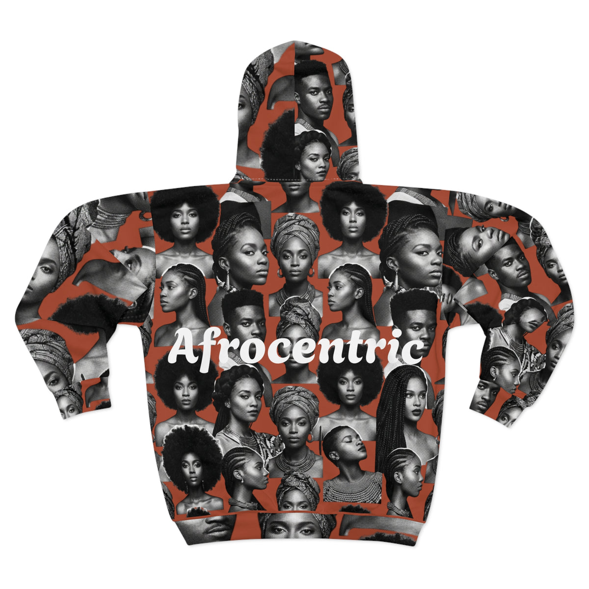 Afrocentric Faces Zip Hoodie — Black Excellence All-Over Print