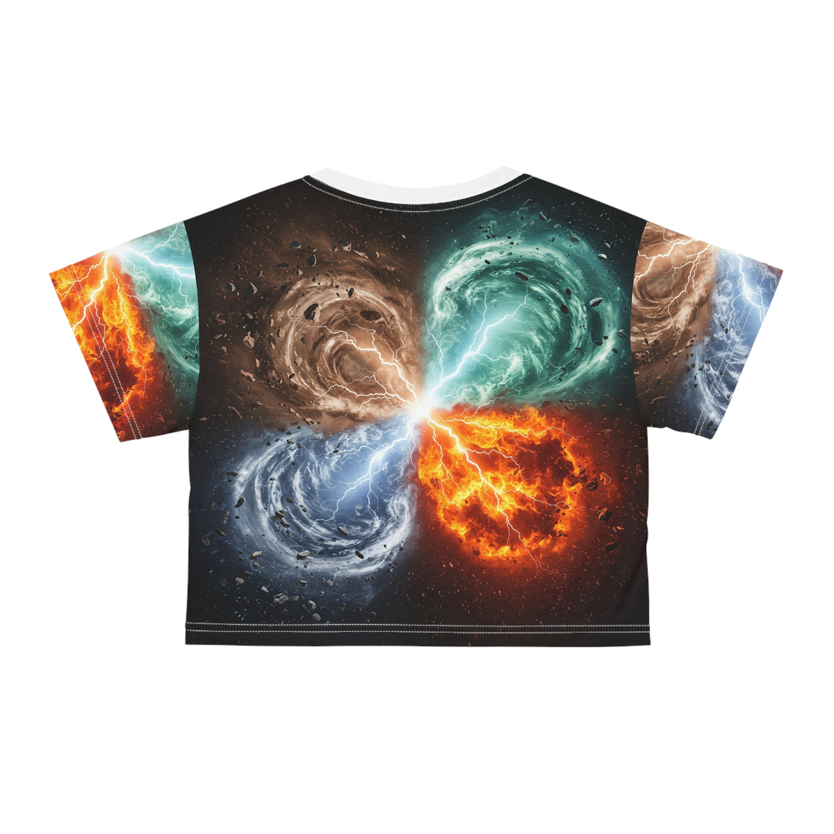 Elemental Energy Crop Tee — Fire, Water, Earth & Air All-Over Print