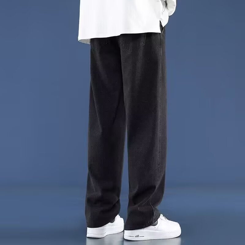 Drawstring Straight-Leg Denim Pants