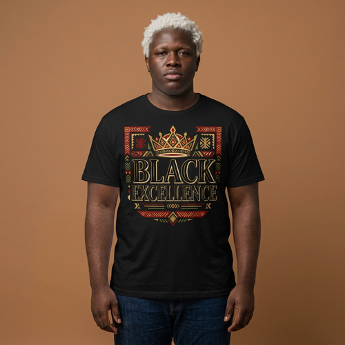Black Excellence Graphic Tee – Crowned Afrocentric Pride Shirt