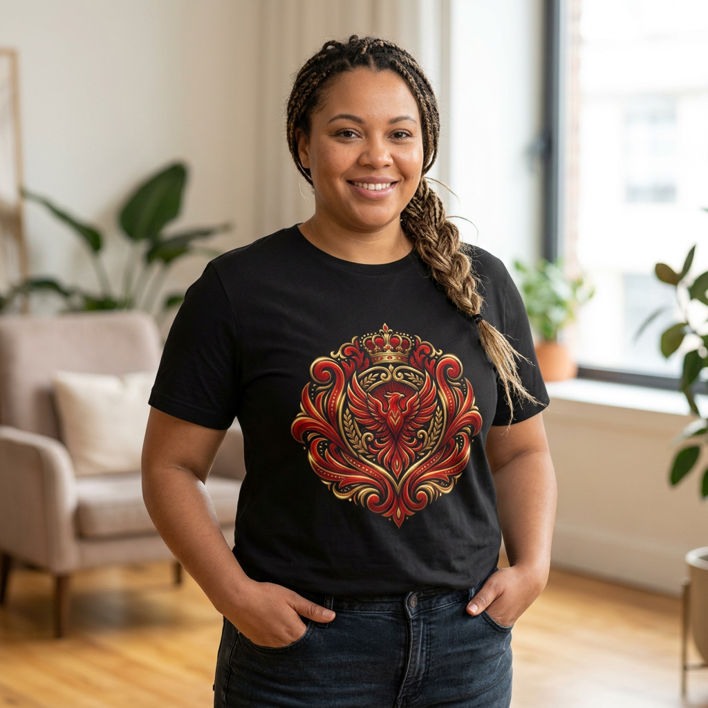Phoenix Crest T-Shirt — Regal Flaming Phoenix Emblem