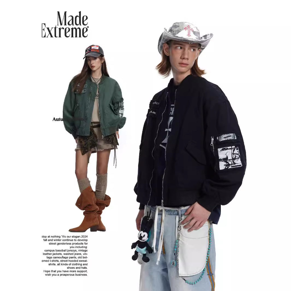 Patchwork Workwear Bomber Jacket
