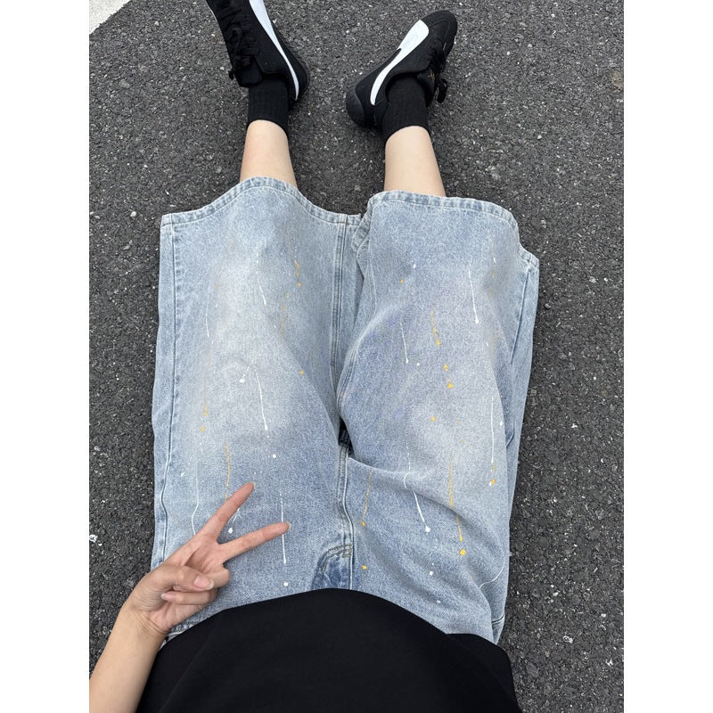 Meteor Wide-Leg Cropped Jeans