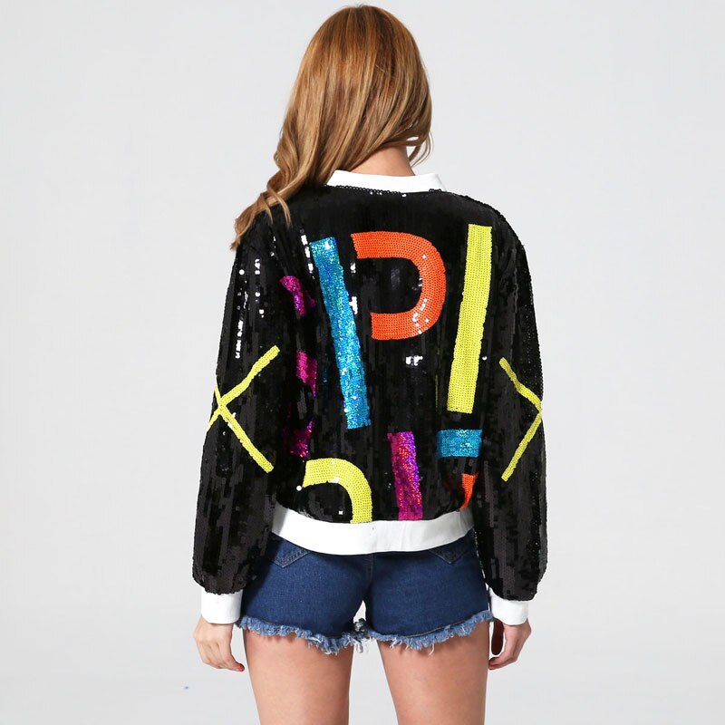 Women's Multicolor Sequin Bomber Jacket