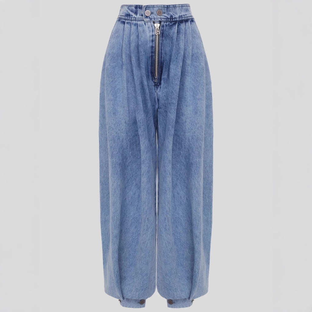 High-Waist Zip-Leg Tie-Detail Jeans