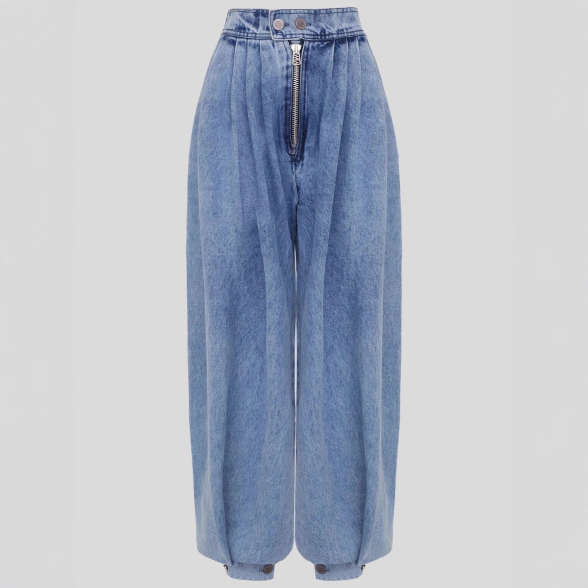High-Waist Zip-Leg Tie-Detail Jeans