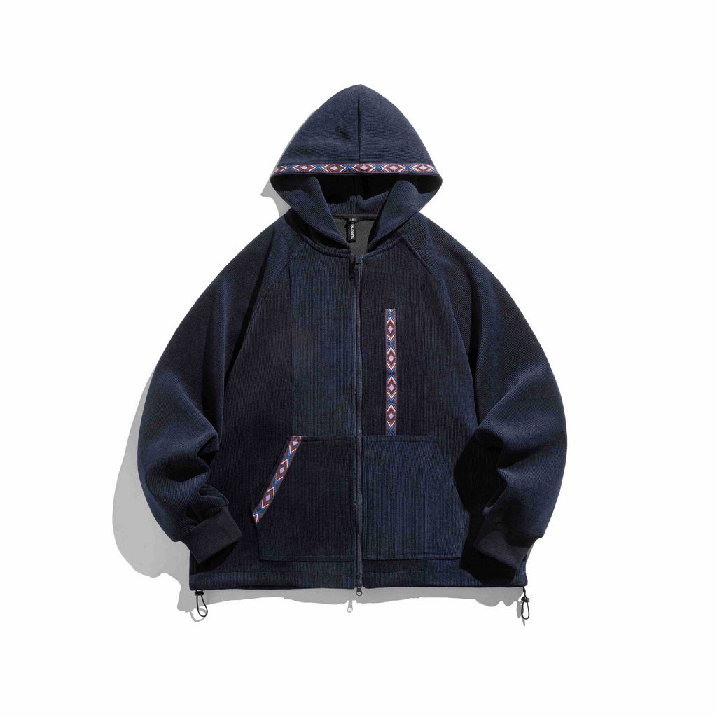 Textured Hooded Open-Front Jacket