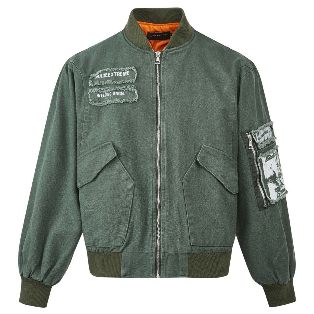 Patchwork Workwear Bomber Jacket