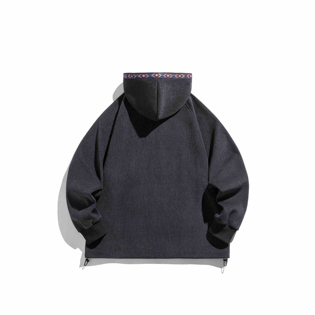 Textured Hooded Open-Front Jacket