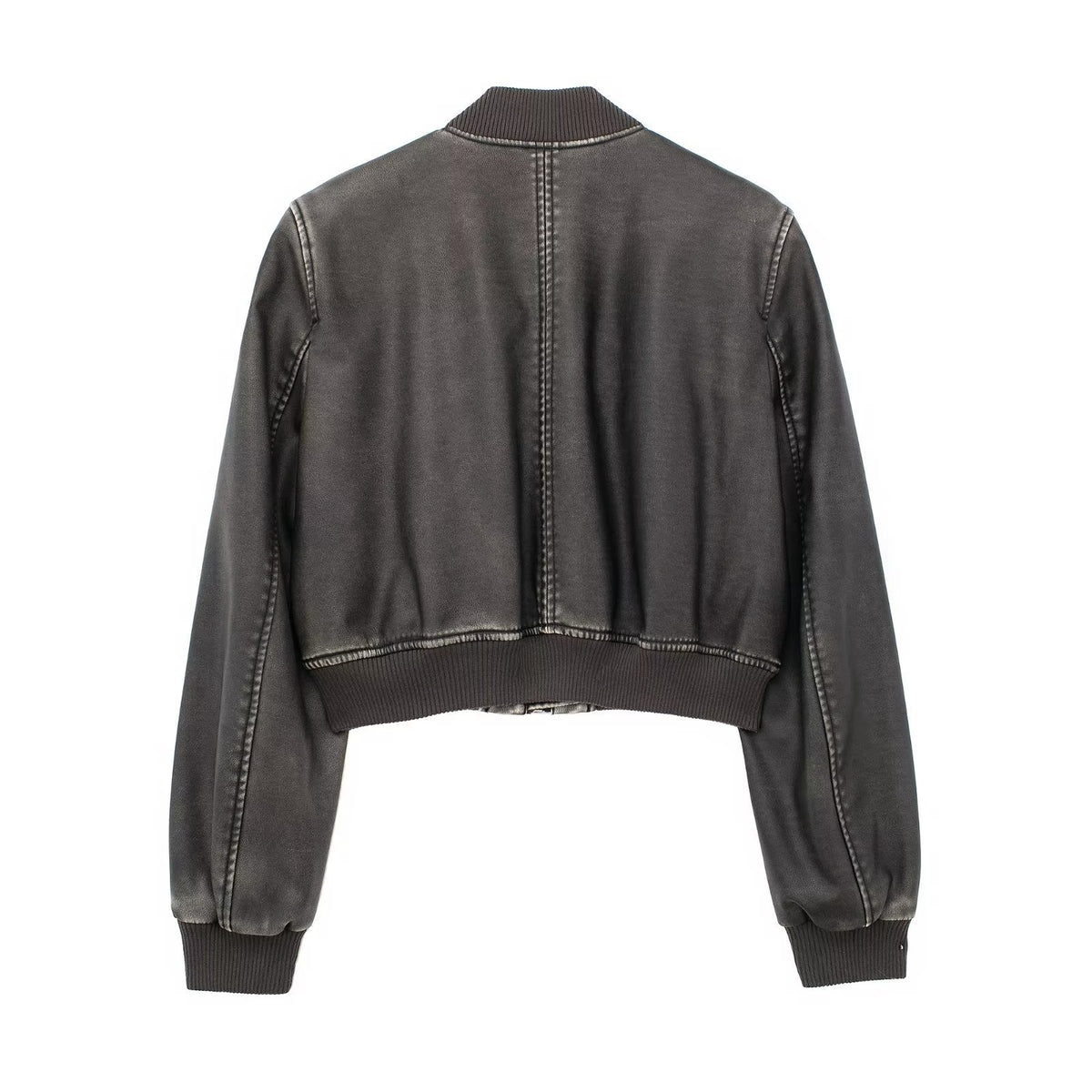 Women's Cropped Zip-Up Bomber Jacket