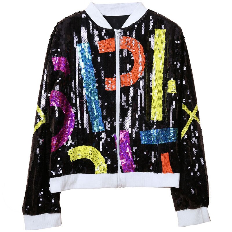 Women's Multicolor Sequin Bomber Jacket