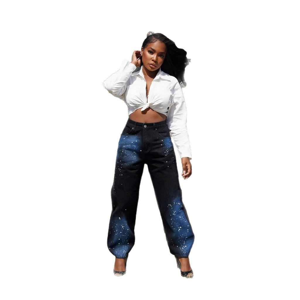 Starry Graffiti Straight-Leg Jeans