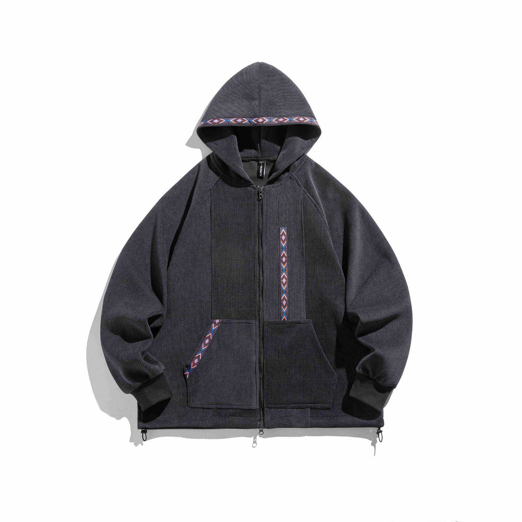 Textured Hooded Open-Front Jacket