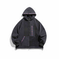 Textured Hooded Open-Front Jacket
