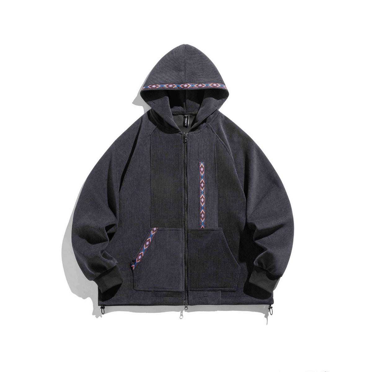Textured Hooded Open-Front Jacket