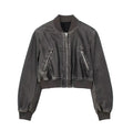 Women's Cropped Zip-Up Bomber Jacket