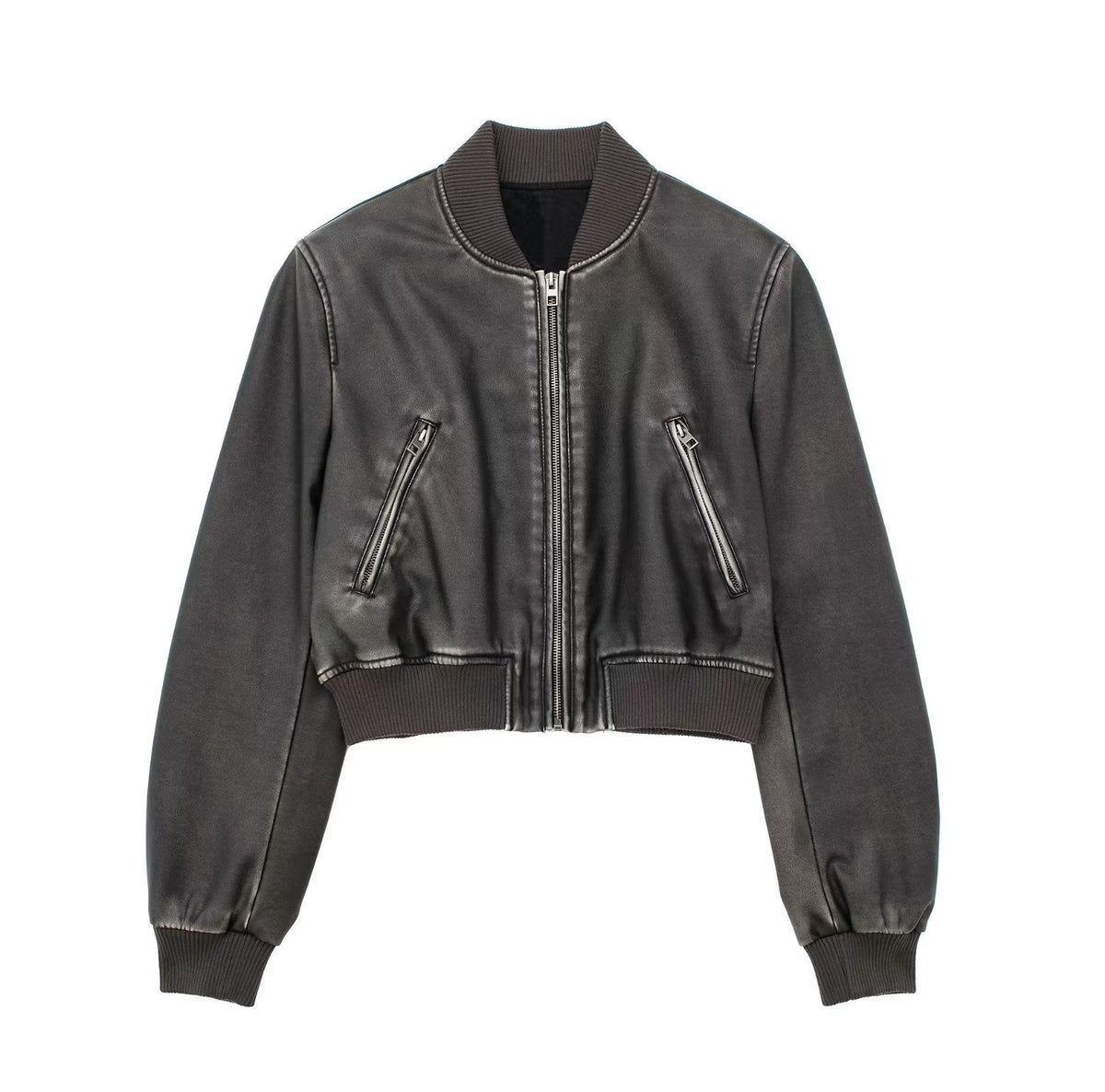 Women's Cropped Zip-Up Bomber Jacket