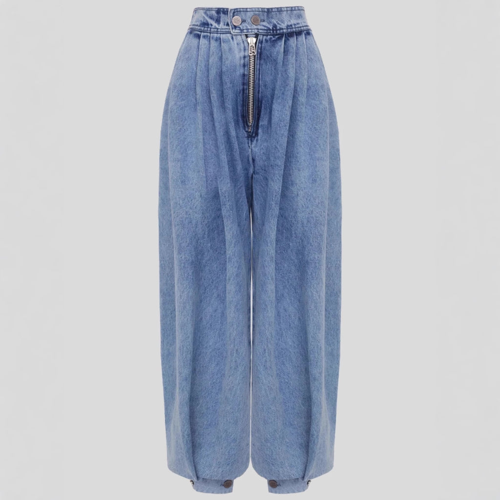High-Waist Zip-Leg Tie-Detail Jeans