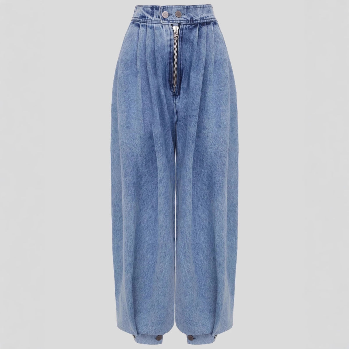 High-Waist Zip-Leg Tie-Detail Jeans