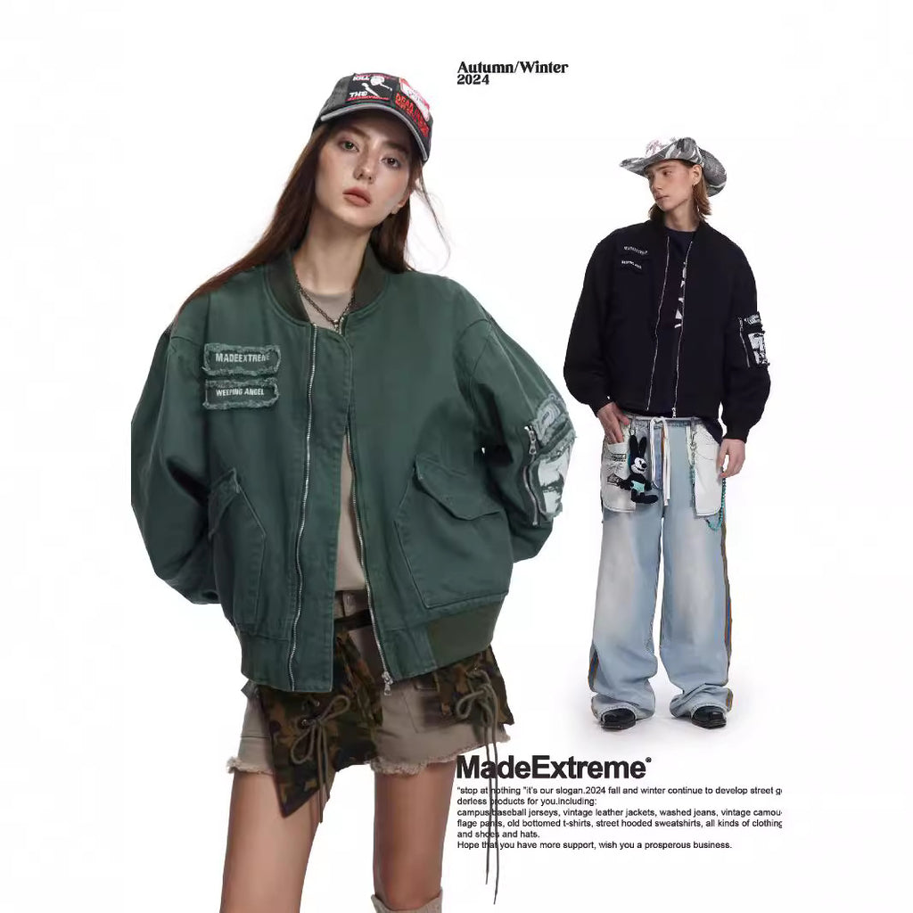 Patchwork Workwear Bomber Jacket