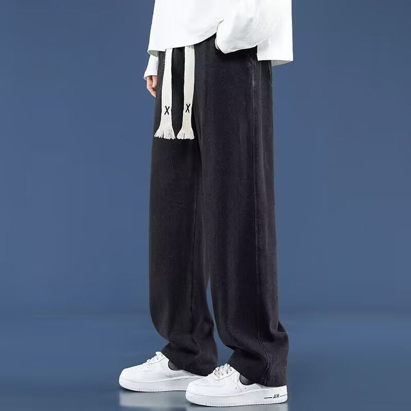 Drawstring Straight-Leg Denim Pants
