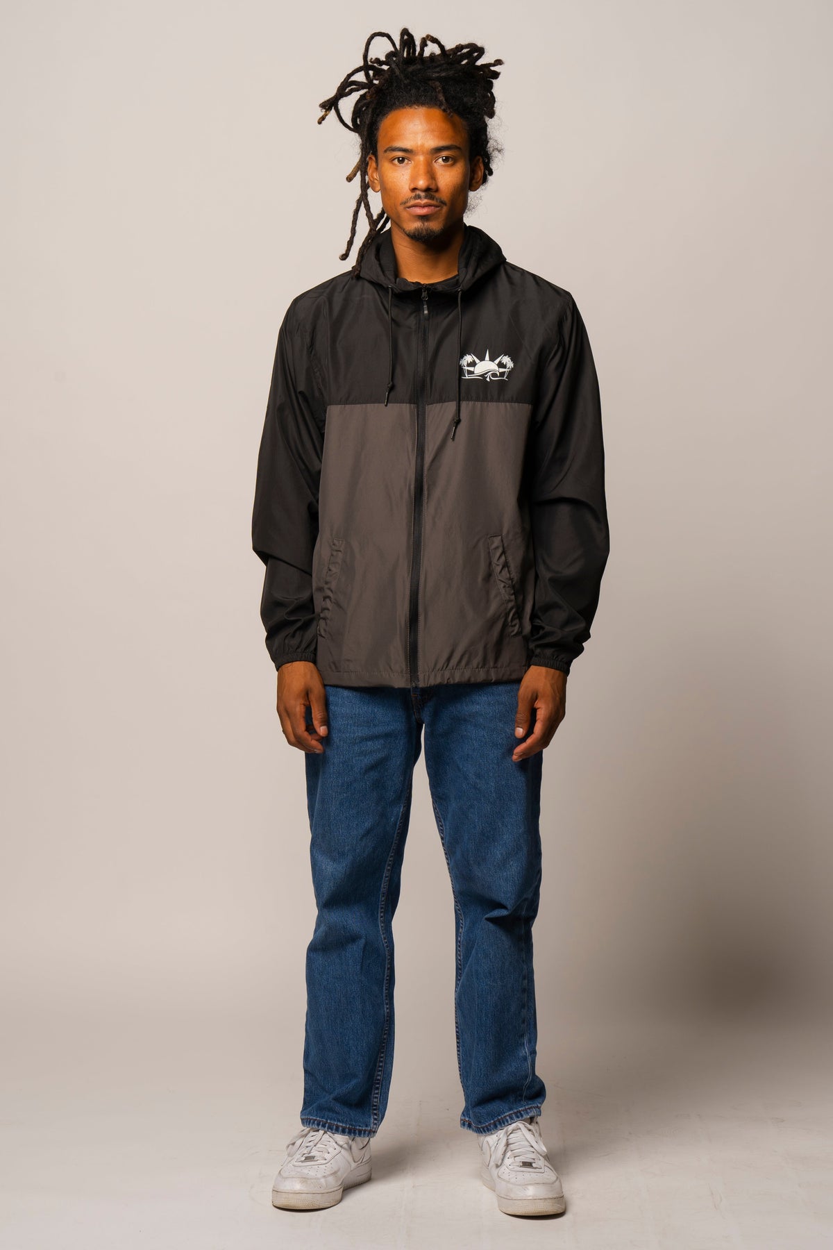 2-Tone Packable Windbreaker — Water-Resistant Hooded Jacket