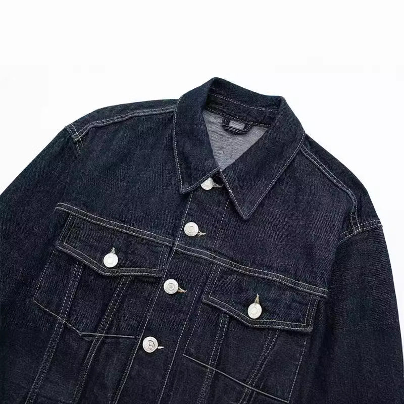 Hemming Sleeve Denim Set — Women's Cropped Jacket & Trousers
