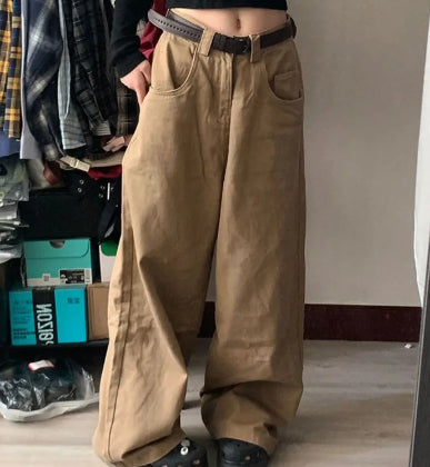 Linen Wide-Leg Trousers — Women's Relaxed Khaki Pants