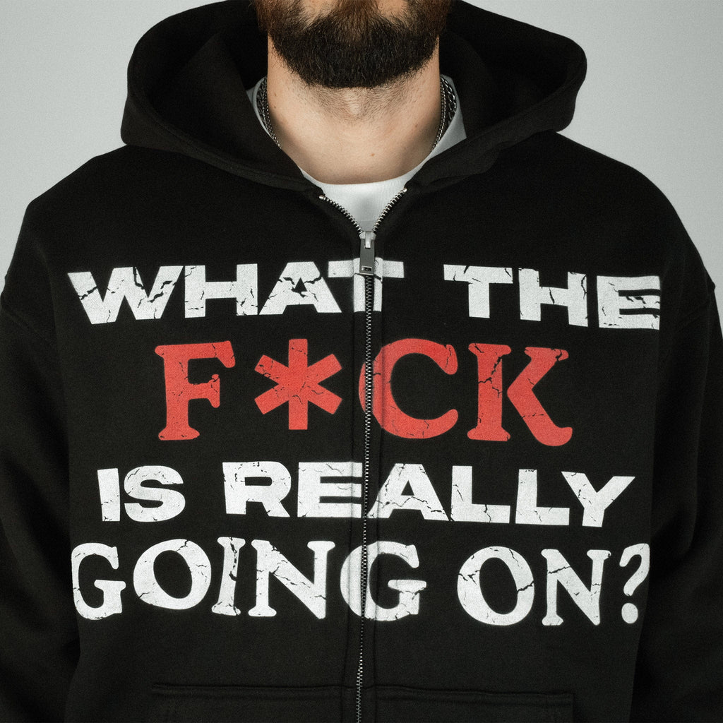Compliments What The F*** Black Wash Zip-Up Hoodie