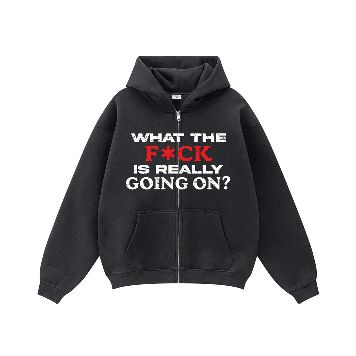 Compliments What The F*** Black Wash Zip-Up Hoodie